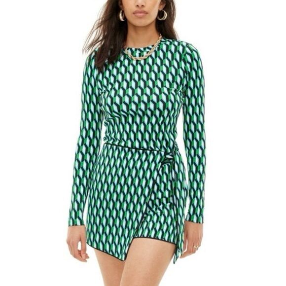 NWT Diane Von Furstenberg DVF Target Arrow XXL Geo Green Side Wrap Mini Skort - Picture 5 of 5